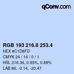 カラーコード: RGB 193 216.8 253.4 | qconv.com