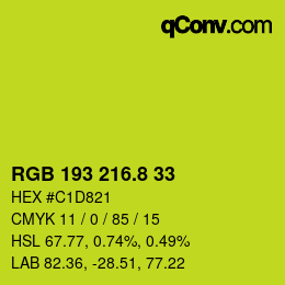 カラーコード: RGB 193 216.8 33 | qconv.com