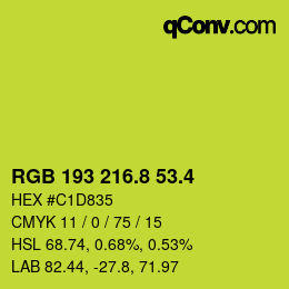 カラーコード: RGB 193 216.8 53.4 | qconv.com