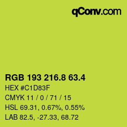カラーコード: RGB 193 216.8 63.4 | qconv.com