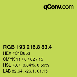 カラーコード: RGB 193 216.8 83.4 | qconv.com
