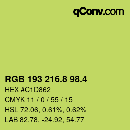 カラーコード: RGB 193 216.8 98.4 | qconv.com