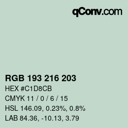 Código de color: RGB 193 216 203 | qconv.com