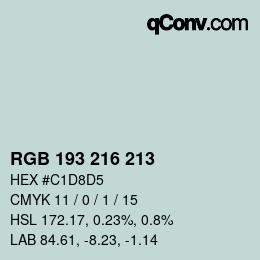 Farbcode: RGB 193 216 213 | qconv.com