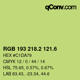 カラーコード: RGB 193 218.2 121.6 | qconv.com