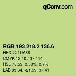 カラーコード: RGB 193 218.2 136.6 | qconv.com