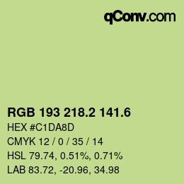 カラーコード: RGB 193 218.2 141.6 | qconv.com