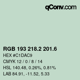 カラーコード: RGB 193 218.2 201.6 | qconv.com