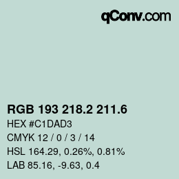 カラーコード: RGB 193 218.2 211.6 | qconv.com