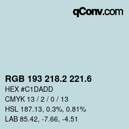 カラーコード: RGB 193 218.2 221.6 | qconv.com