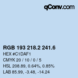 カラーコード: RGB 193 218.2 241.6 | qconv.com