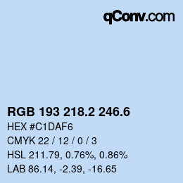 カラーコード: RGB 193 218.2 246.6 | qconv.com