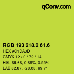 カラーコード: RGB 193 218.2 61.6 | qconv.com