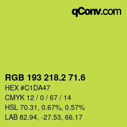 カラーコード: RGB 193 218.2 71.6 | qconv.com