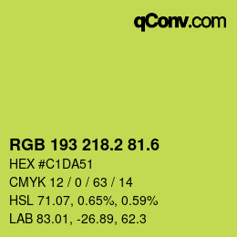 カラーコード: RGB 193 218.2 81.6 | qconv.com