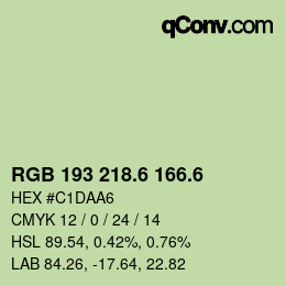 カラーコード: RGB 193 218.6 166.6 | qconv.com