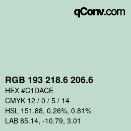 カラーコード: RGB 193 218.6 206.6 | qconv.com