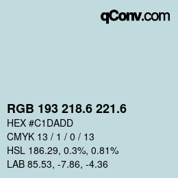 カラーコード: RGB 193 218.6 221.6 | qconv.com
