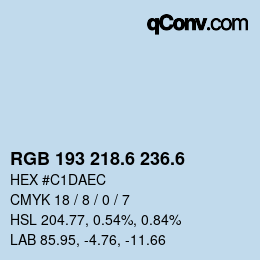 カラーコード: RGB 193 218.6 236.6 | qconv.com