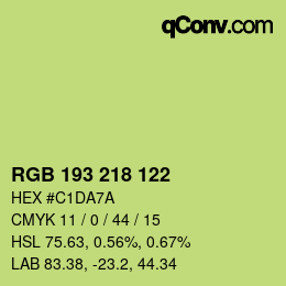 Color code: RGB 193 218 122 | qconv.com