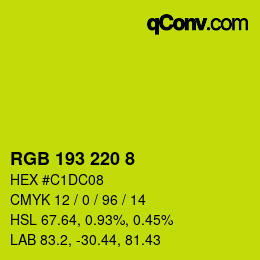 カラーコード: RGB 193 220 8 | qconv.com