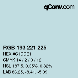 颜色代码: RGB 193 221 225 | qconv.com