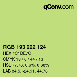 カラーコード: RGB 193 222 124 | qconv.com
