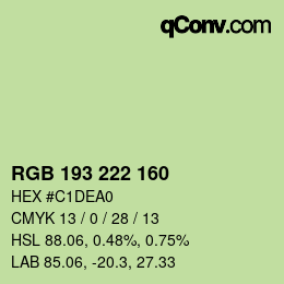 Color code: RGB 193 222 160 | qconv.com