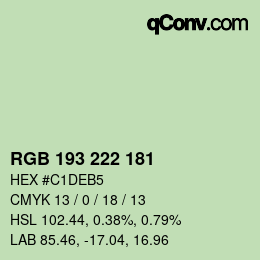 カラーコード: RGB 193 222 181 | qconv.com