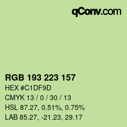Color code: RGB 193 223 157 | qconv.com
