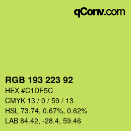 カラーコード: RGB 193 223 92 | qconv.com