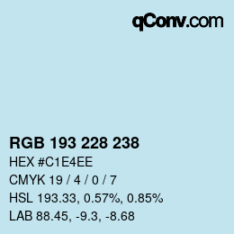 カラーコード: RGB 193 228 238 | qconv.com