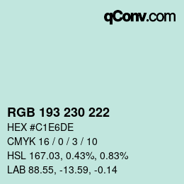 Color code: RGB 193 230 222 | qconv.com