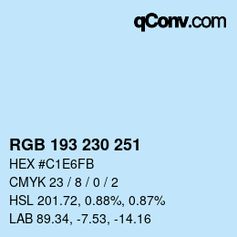 Color code: RGB 193 230 251 | qconv.com