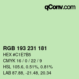 カラーコード: RGB 193 231 181 | qconv.com