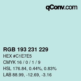 カラーコード: RGB 193 231 229 | qconv.com