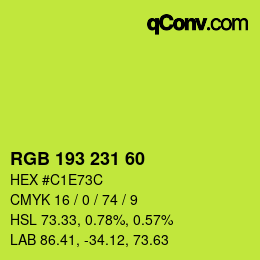 Código de color: RGB 193 231 60 | qconv.com