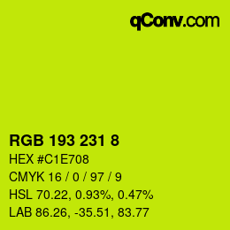 Color code: RGB 193 231 8 | qconv.com