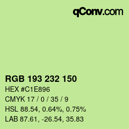 Color code: RGB 193 232 150 | qconv.com