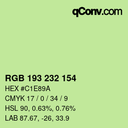 Color code: RGB 193 232 154 | qconv.com