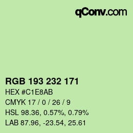 カラーコード: RGB 193 232 171 | qconv.com