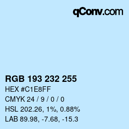Color code: RGB 193 232 255 | qconv.com