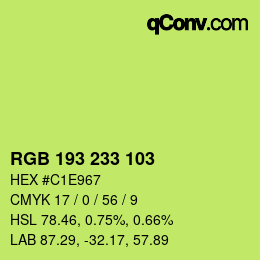 Color code: RGB 193 233 103 | qconv.com