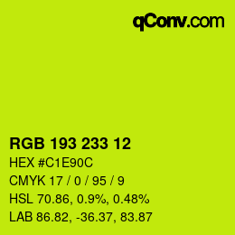 カラーコード: RGB 193 233 12 | qconv.com