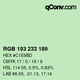 Color code: RGB 193 233 189 | qconv.com