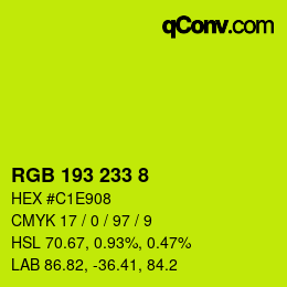 カラーコード: RGB 193 233 8 | qconv.com