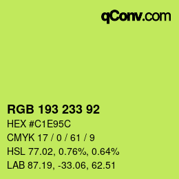 カラーコード: RGB 193 233 92 | qconv.com