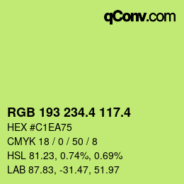 カラーコード: RGB 193 234.4 117.4 | qconv.com