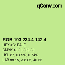 カラーコード: RGB 193 234.4 142.4 | qconv.com