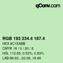カラーコード: RGB 193 234.4 187.4 | qconv.com